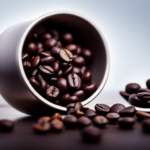 An image showcasing a close-up shot of a bowl filled with glossy, dark chocolate-coated coffee beans