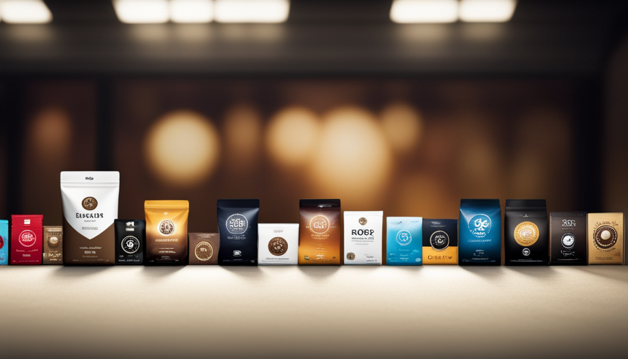 An image showcasing a diverse selection of low acid coffee brands, with each package prominently displayed