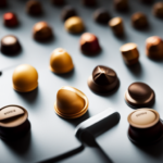 An image showcasing a variety of Nespresso capsules arranged in a symmetrical pattern