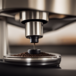  the essence of Italian craftsmanship and precision with an image showcasing the sleek, stainless steel design of the Eureka Mignon Specialita espresso grinder, its precision grinding burrs, and the aromatic coffee grounds gently cascading into a portafilter