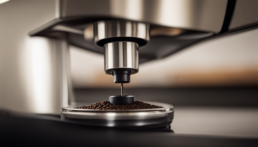 the essence of Italian craftsmanship and precision with an image showcasing the sleek, stainless steel design of the Eureka Mignon Specialita espresso grinder, its precision grinding burrs, and the aromatic coffee grounds gently cascading into a portafilter