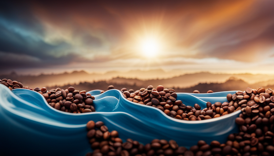 An image showcasing a vibrant collage of coffee beans from around the world, each exuding unique hues and aromas