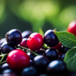 An image showcasing a vibrant assortment of uncooked deadly nightshade plants, including glossy black nightshade berries, vibrant red belladonna fruits, and lush green leaves, highlighting the toxicity of these raw ingredients