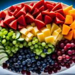 An image showcasing a vibrant, rainbow-colored plate filled with an assortment of freshly sliced fruits, leafy greens, and crunchy vegetables, artfully arranged to inspire readers to embrace the raw food diet
