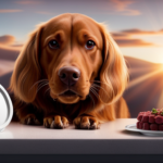 An image showcasing a balanced meal for dogs, featuring a frozen raw food patty defrosting alongside a bowl filled with kibble