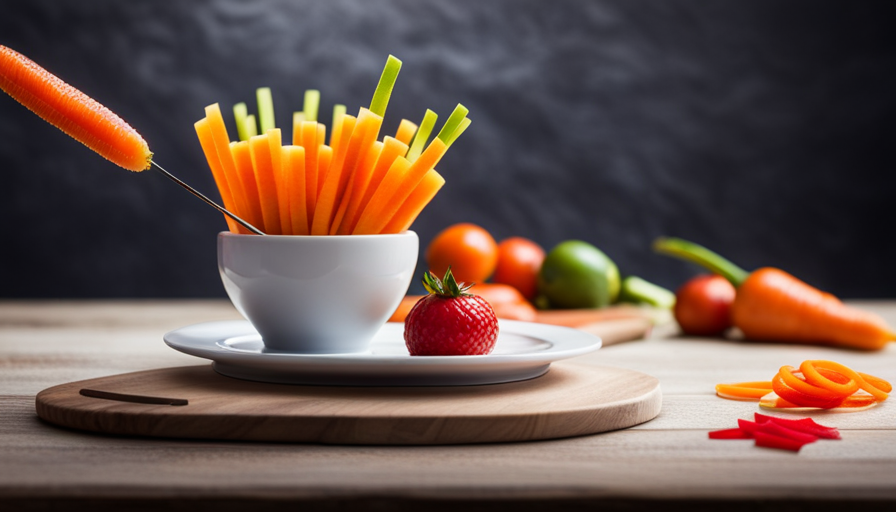 An image showcasing a vibrant, colorful plate filled with nutrient-rich raw fruits and vegetables