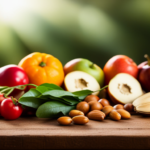 An image showcasing a vibrant, diverse array of freshly harvested fruits, vegetables, nuts, and seeds, arranged meticulously on a wooden table, highlighting the abundance and variety of nutrients available on a raw food diet