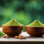 An image featuring a vibrant bowl filled with an assortment of raw plant-based protein sources, such as almonds, hemp seeds, spirulina, quinoa, and chickpeas, beautifully arranged against a backdrop of lush green leaves