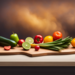 An image that showcases a vibrant and colorful spread of fresh fruits, leafy greens, and raw vegetables arranged artfully on a wooden cutting board, inspiring readers to embrace the nutritious and delicious world of a raw food diet
