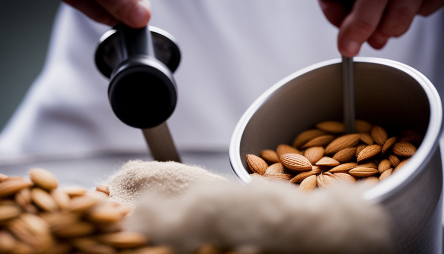 An image showcasing the step-by-step process of making raw almond butter without a food processor