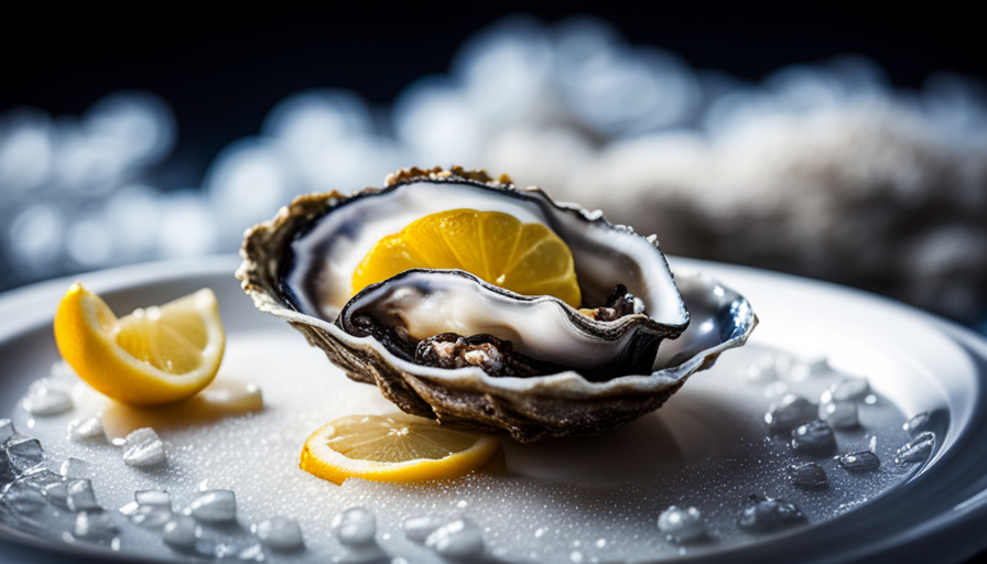 An image of a pristine plate showcasing freshly shucked oysters, glistening with oceanic brine