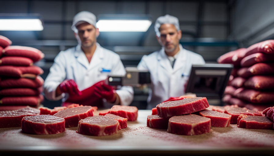 An image showcasing a step-by-step process of reporting raw meat pet food processing and sale
