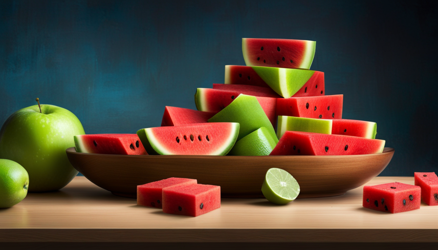 An image depicting a vibrant, overflowing fruit bowl with an assortment of colorful raw fruits, such as juicy watermelon slices, tangy citrus fruits, and crunchy green apples, inspiring readers to reset their metabolism through a raw food diet