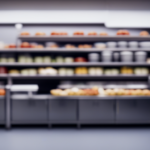 An image showcasing a well-organized commercial kitchen with designated areas for the storage of cooked and raw food