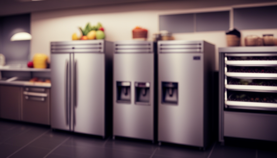 An image showcasing a spacious, stainless steel refrigerator in a restaurant kitchen