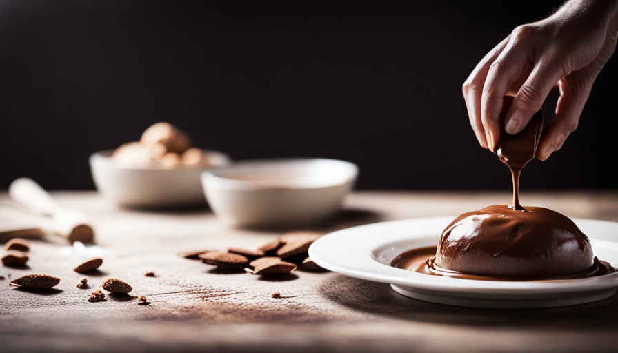 An image showcasing a luscious chocolate dessert being prepared with raw cocoa butter
