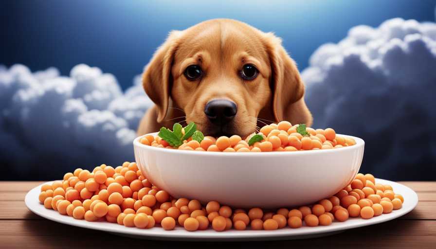 An image showcasing a vibrant bowl filled with a balanced meal for puppies - containing high-quality cooked proteins, nutrient-rich vegetables, and a sprinkle of essential supplements - ensuring their growth, health, and happiness
