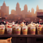 An image showing a bustling cityscape, with vibrant food carts serving up colorful, nutrient-rich junk food