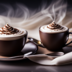  the essence of a heavenly mochaccino by showcasing a steaming cup filled to the brim with velvety, frothy chocolate-infused coffee