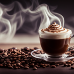  the essence of a heavenly mochaccino by showcasing a steaming cup filled to the brim with velvety, frothy chocolate-infused coffee