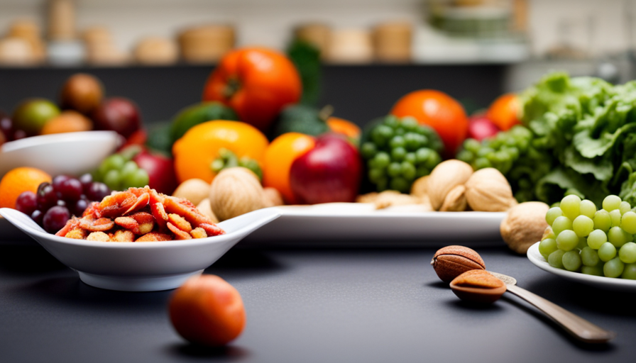 An image capturing the vibrant colors and textures of a bountiful plate of fresh, uncooked fruits, vegetables, and nuts