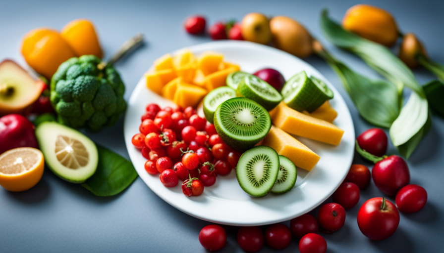An image that encapsulates the essence of the raw food diet - a vibrant, colorful plate filled with an array of fresh fruits, vegetables, and leafy greens, radiating a sense of vitality and natural energy