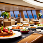 An image showcasing an extravagant dining experience aboard a luxury cruise ship