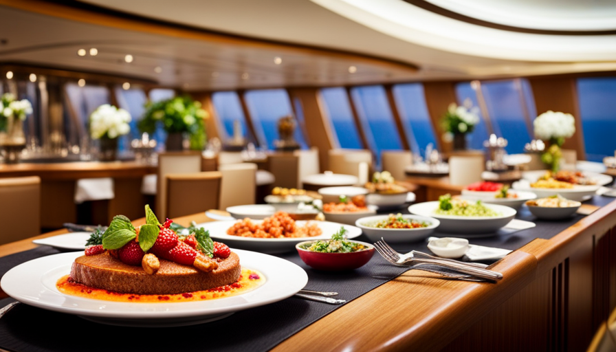 An image showcasing an extravagant dining experience aboard a luxury cruise ship