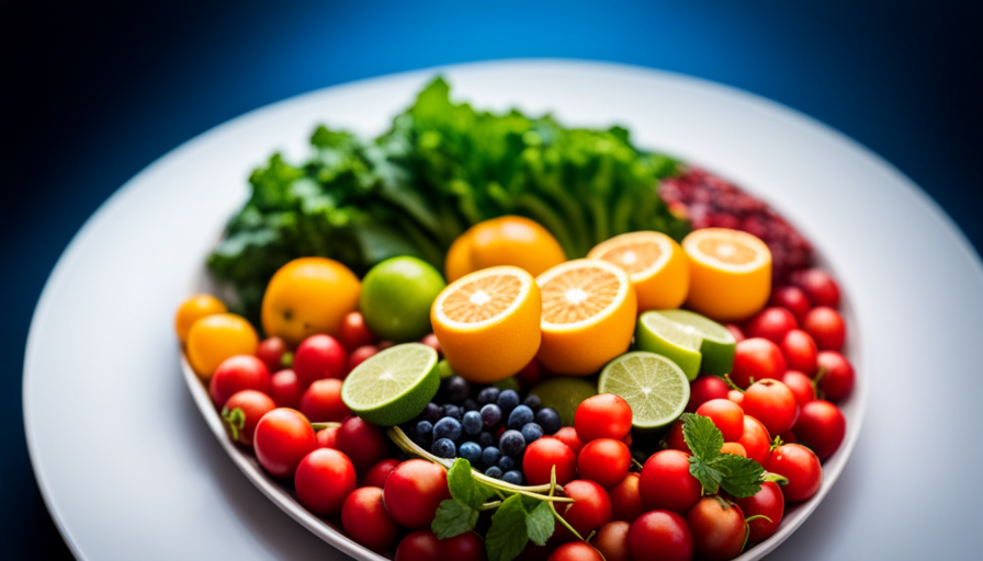 An image capturing the essence of raw food enthusiasts: a vibrant, colorful plate filled with an array of fresh, uncooked fruits, vegetables, and leafy greens, radiating energy and health