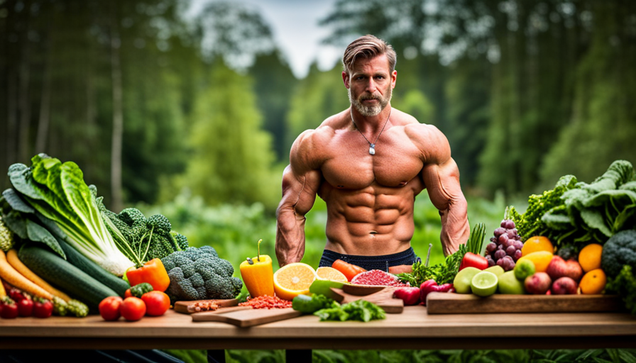 An image showcasing Peter Ragnar's muscular physique, radiating strength and vitality