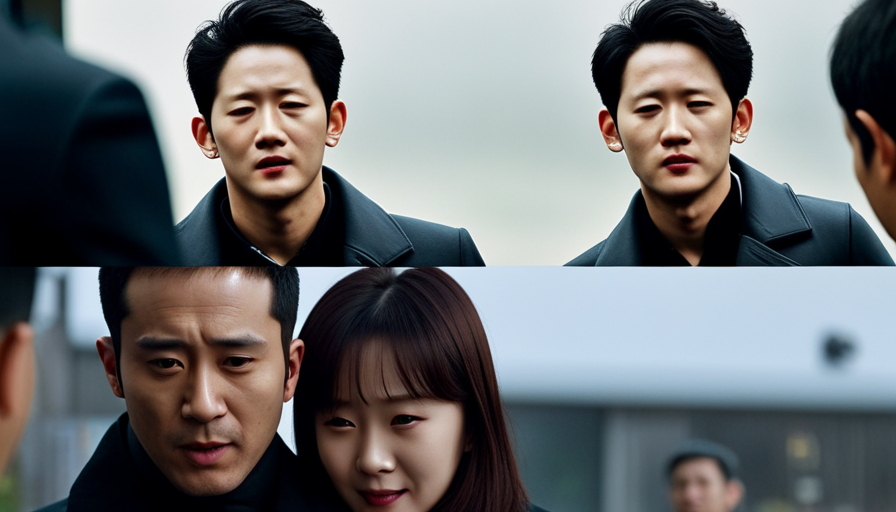 An image showcasing the heart-wrenching climax of "Pretty Noona Who Buys Me Food" episode 12, with a close-up of Jung Hae-in's tear-stained face, as he desperately clings to Son Ye-jin, their emotions palpable in the pouring rain