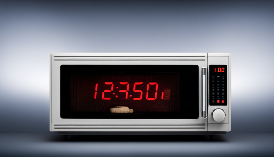 An image showcasing a microwave with a digital display timer set to 165°F, with a plate of raw animal food inside