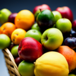 An image showcasing a vibrant, fresh fruit basket filled with an assortment of colorful, ripe fruits