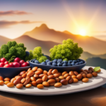An image showcasing a vibrant array of plant-based ingredients, including leafy greens, colorful fruits, nuts, seeds, and sprouts, beautifully arranged on a plate, illustrating the diversity and abundance of a raw food diet