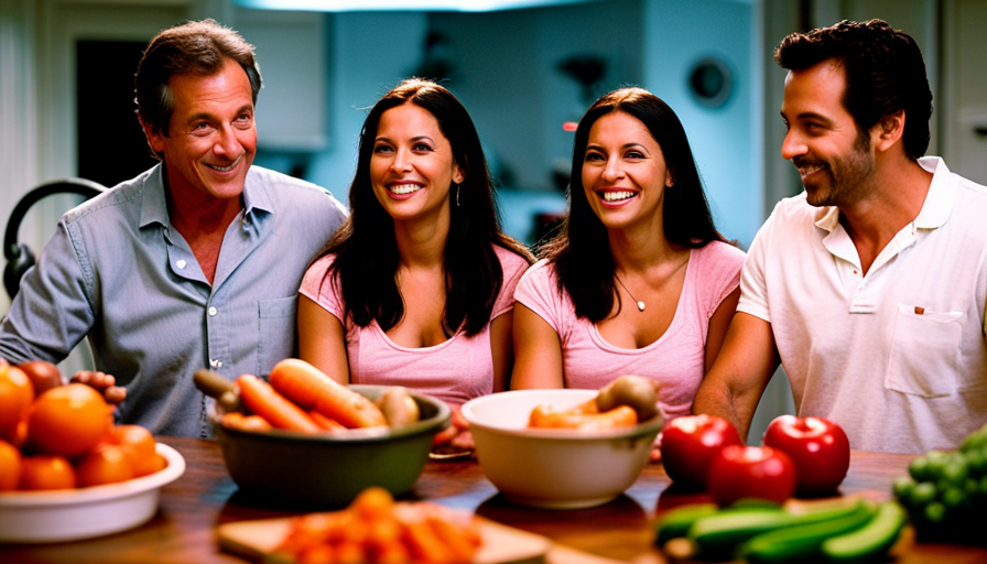 An image showcasing two couples from the Raw Food Diet Wife Swap episode, now in their transformed lives