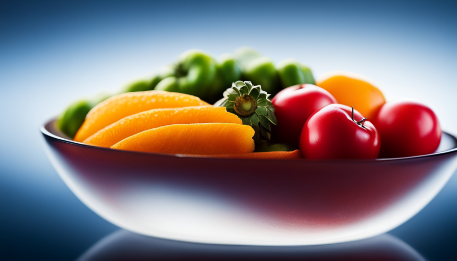 An image showcasing a vibrant bowl filled with an assortment of raw fruits and vegetables, with droplets of water gently cascading down their fresh surfaces, highlighting the importance of hydration while consuming raw food