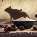 An image showcasing a bowl of raw Garri, topped with dried rodent droppings, surrounded by a swarm of infected rats