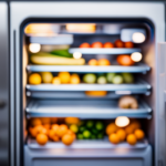 An image showcasing a well-organized refrigerator with a digital temperature display set to the safe limit for storing raw TCS food
