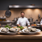 An image showcasing a well-equipped food establishment with a dedicated raw oyster station