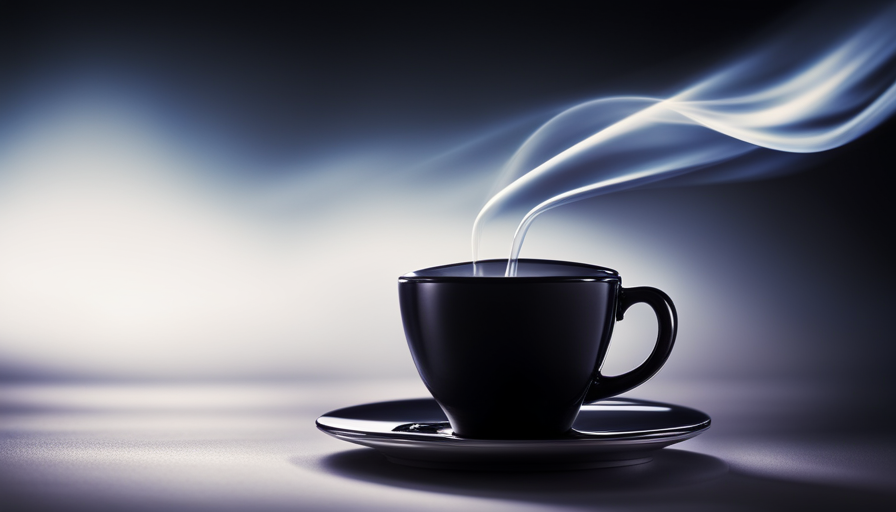 An image showcasing a steaming cup of long black coffee, with its rich, velvety black liquid cascading beautifully into a delicate, translucent coffee cup, capturing the essence of this flavorful espresso-based delight
