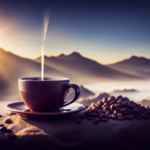 An image showcasing a cup of rich, aromatic coffee being brewed