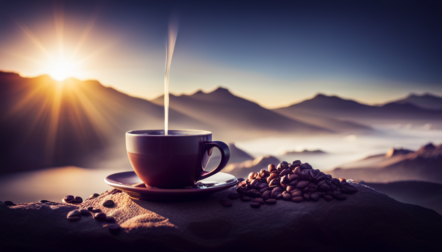 An image showcasing a cup of rich, aromatic coffee being brewed