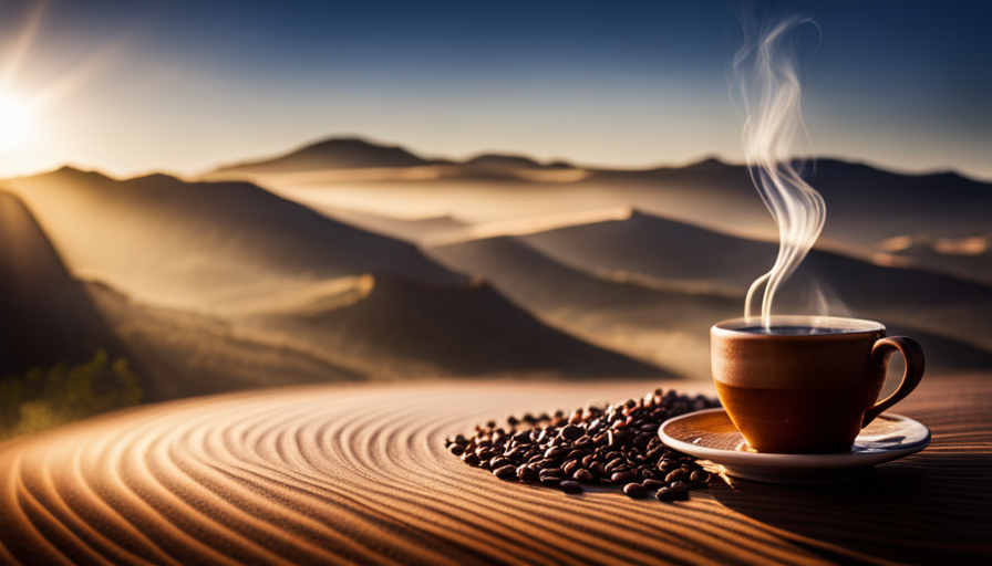 the essence of Ethiopian Sidamo coffee in an image, showcasing the rich caramel-brown hue of a freshly brewed cup
