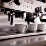 An image showcasing a sleek and modern kitchen countertop adorned with a variety of state-of-the-art ECM espresso machines