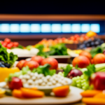 An image showcasing a vibrant salad bar brimming with an array of colorful, organic fruits and vegetables