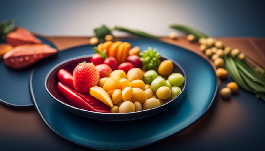 An image showcasing a vibrant, colorful plate divided into two halves