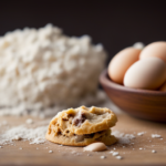 An image of a close-up shot of a mixing bowl filled with raw cookie dough, showing the presence of uncooked eggs and flour, as well as the potential contamination from bacteria, emphasizing the risks of foodborne illness