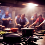 An image showcasing a chaotic kitchen scene, with scattered ingredients, a smoking oven, and puzzled cooks, capturing the challenges posed by the raw and undercooked food fad