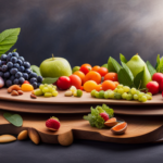 An image showcasing a vibrant platter filled with an assortment of fresh, uncooked fruits, vegetables, nuts, and seeds