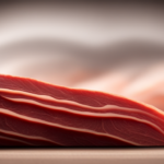 An image showcasing a piece of raw beef with a clear label indicating its leanness